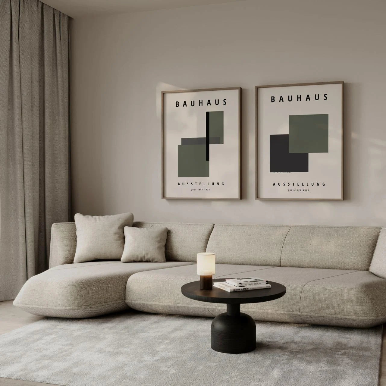 Bauhaus Green and Graphite Poster Set of 2