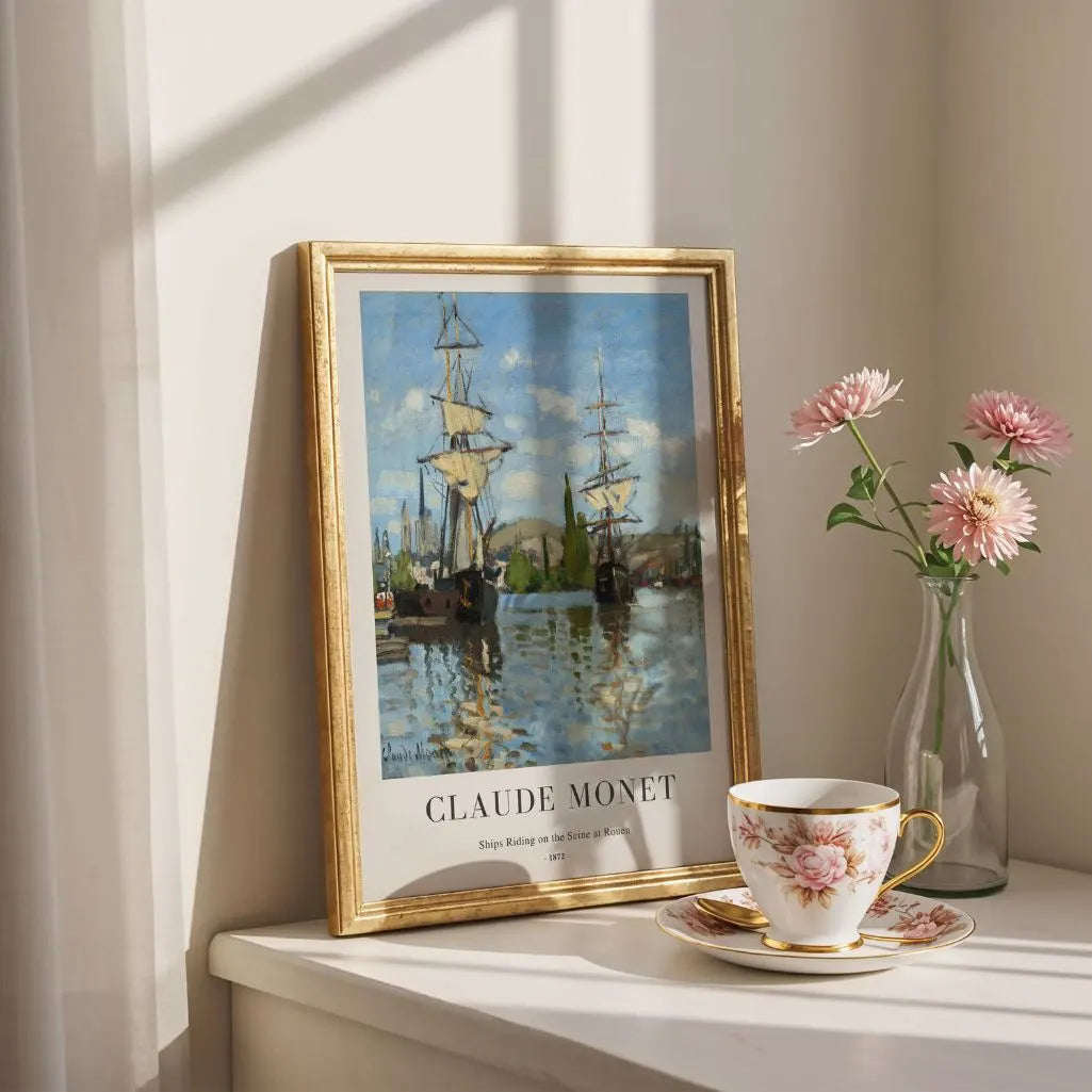 Claude Monet Rouen Ships on the Seine Poster