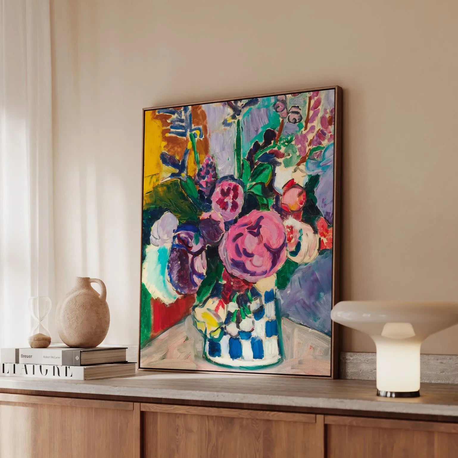 Framed Canvas Print Les Pivoines