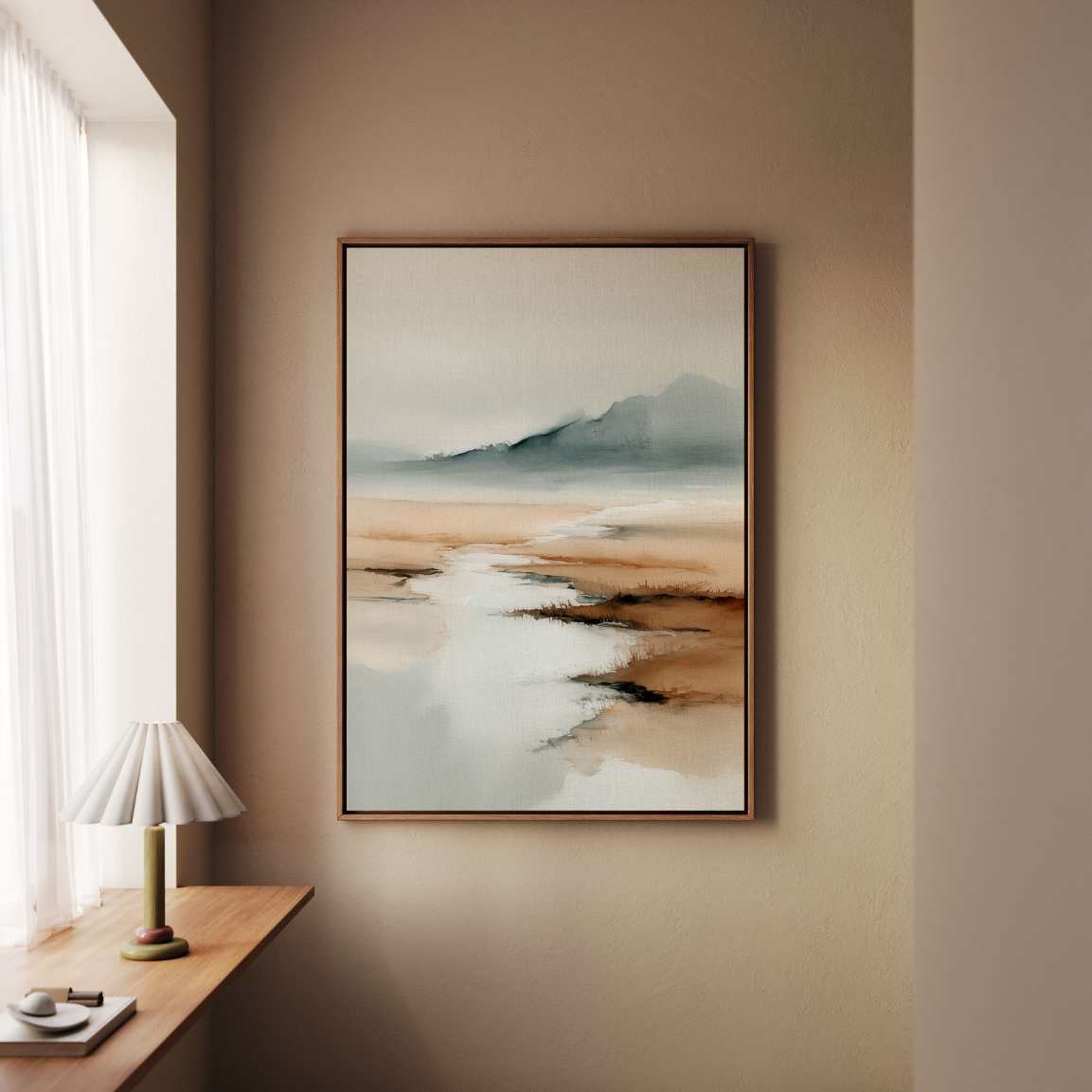 Framed Canvas Print Misty Watercolor