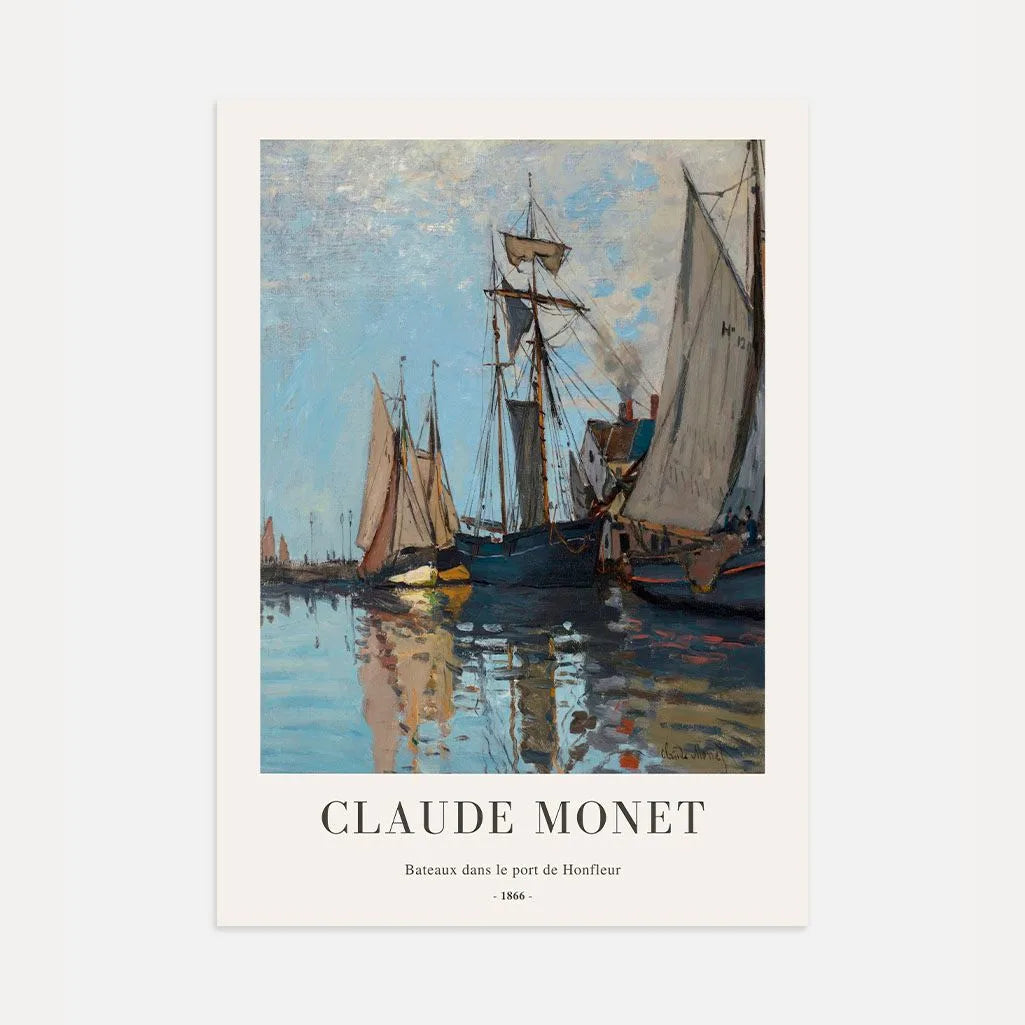 Monet Honfleur Harbor Boats Poster