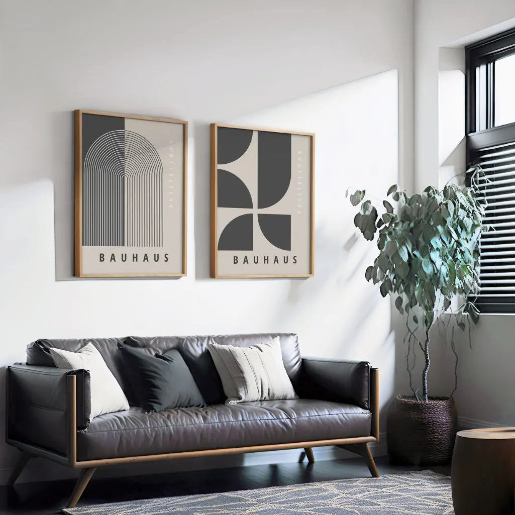 Bauhaus Graphite Geometry Set of 2 Posters