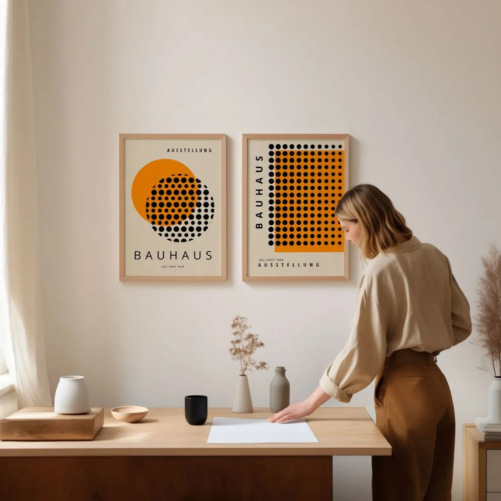 Bauhaus Black Orange Set of 2 Posters