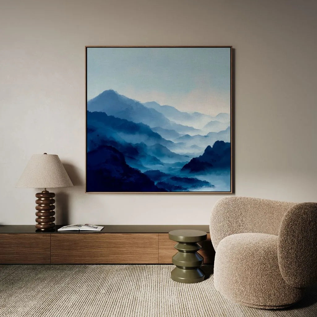 Framed Canvas Print Blue Valley