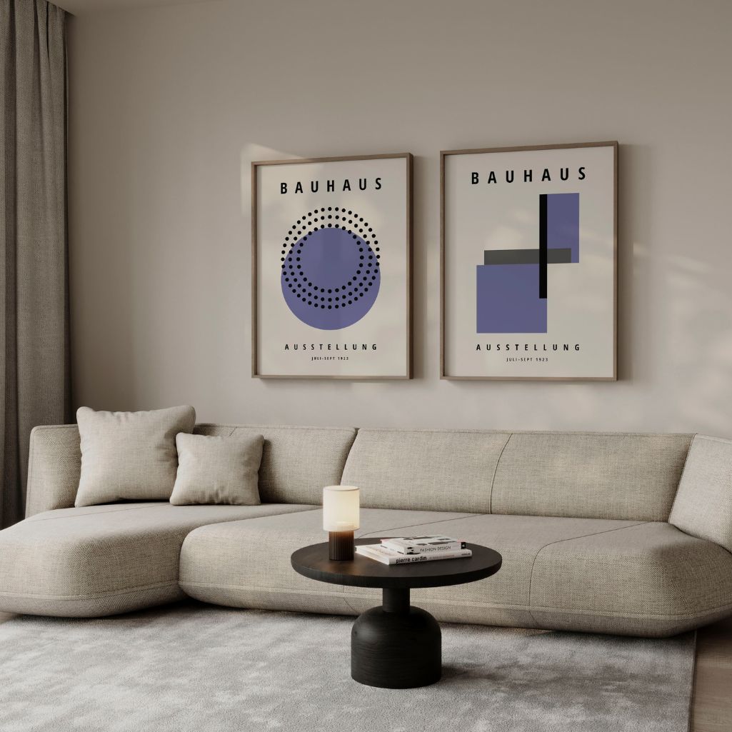 Bauhaus Purple Forms Poster Set of 2