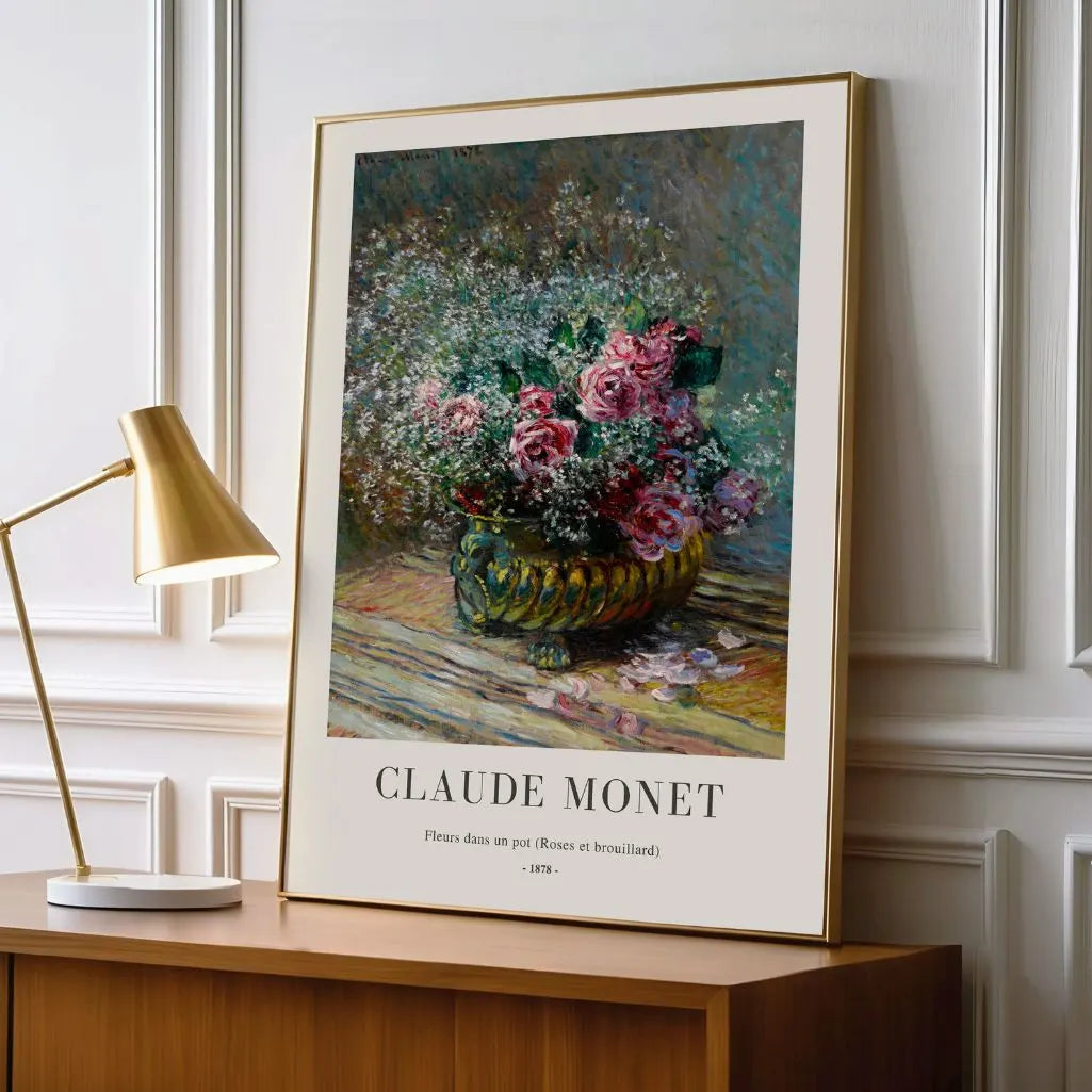 Monet Roses in a Pot Poster
