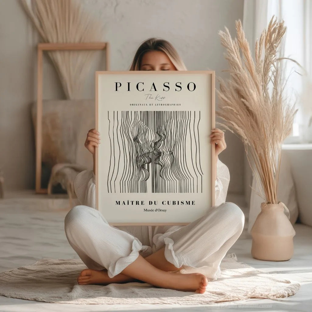 Picasso-Inspired Line Kiss Poster