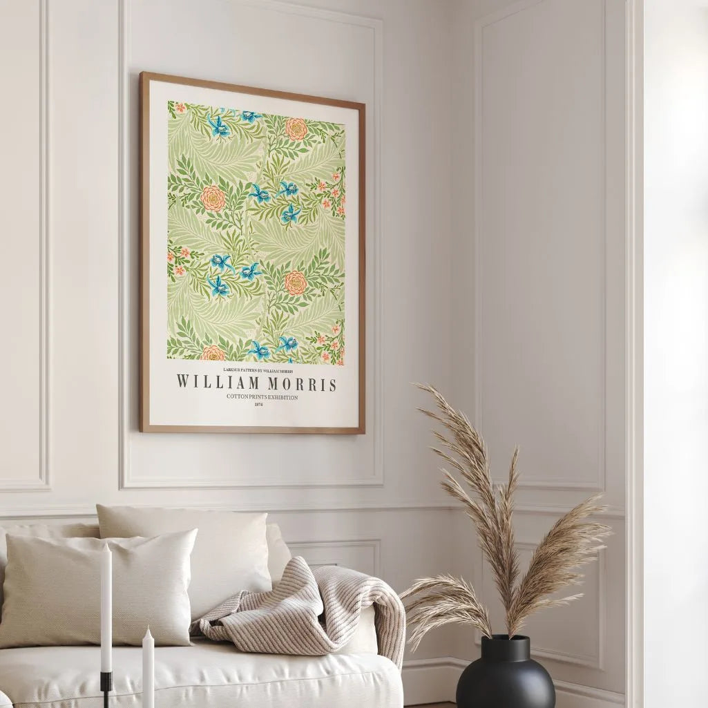 William Morris Larkspur Green Botanical Poster
