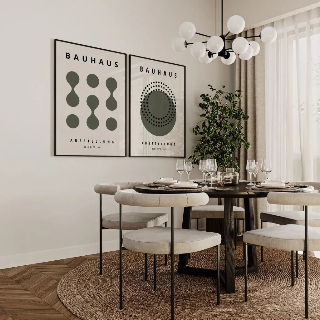 Bauhaus Olive Forms Poster Set of 2
