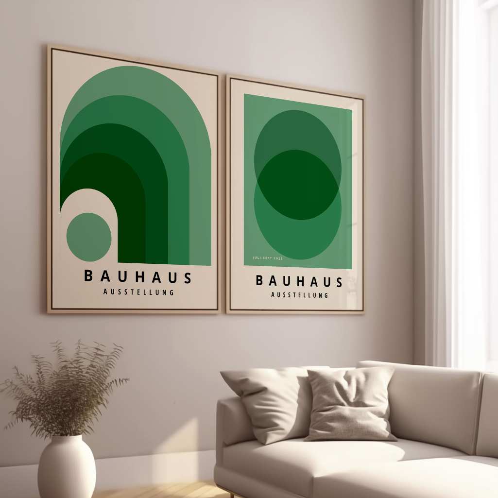 Bauhaus Green Poster Set of 2
