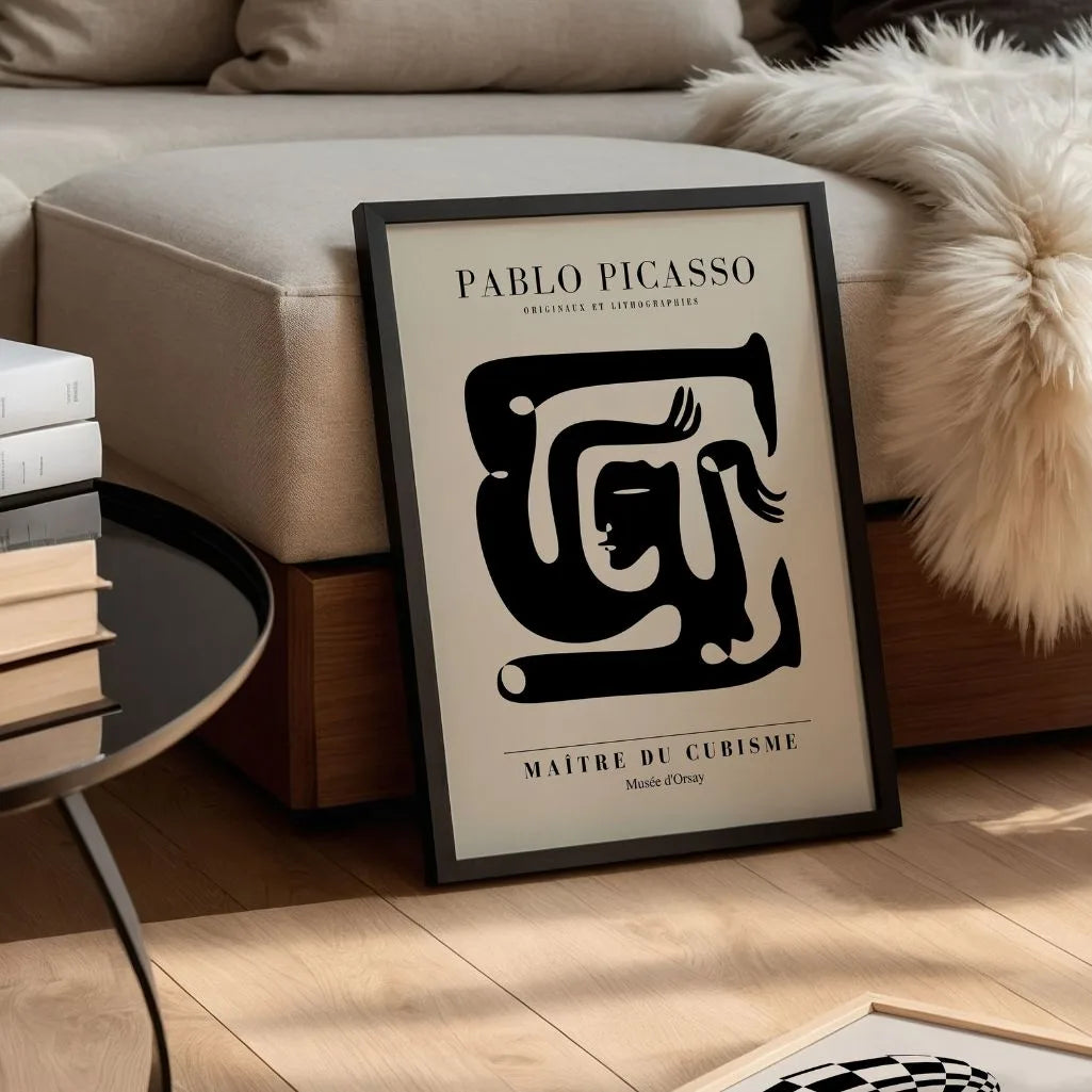 Picasso-Inspired Figure in Motion Poster