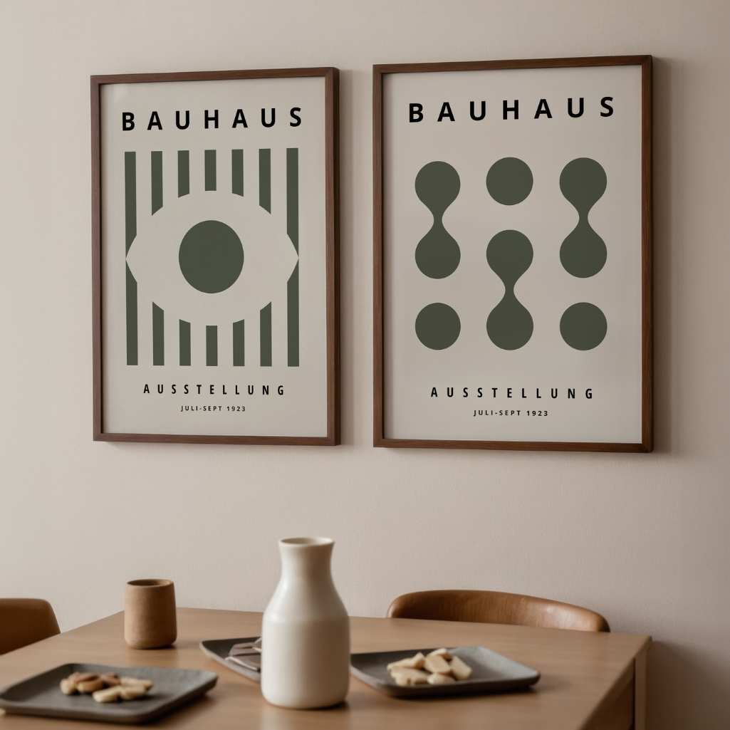 Bauhaus Olive Green Poster Set of 2