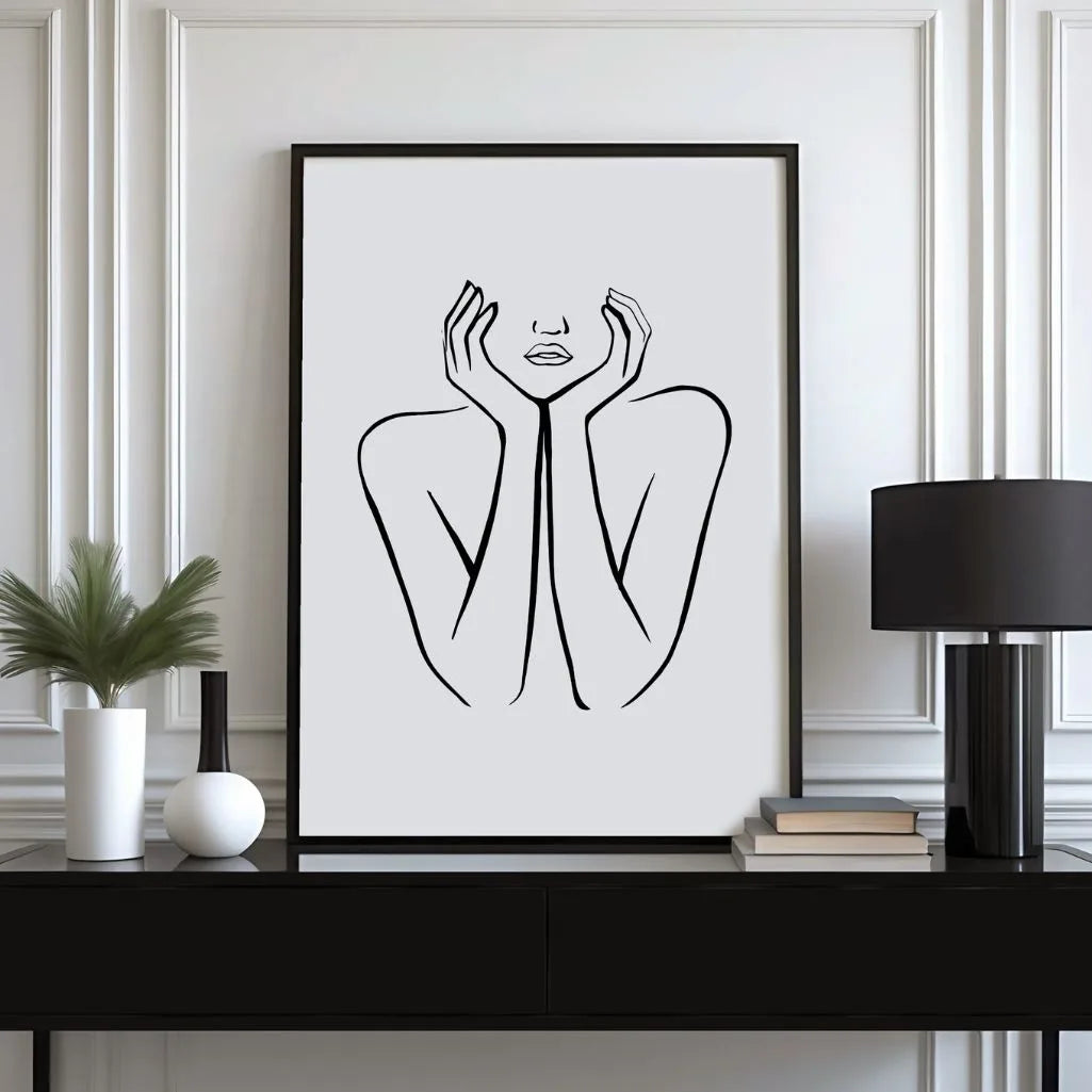 Thoughts in Silence Female Line Art Poster