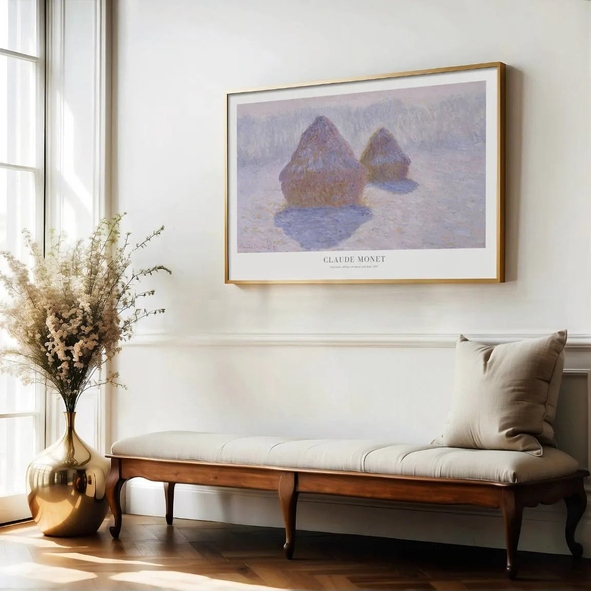 Claude Monet Haystacks Snow and Sun Poster