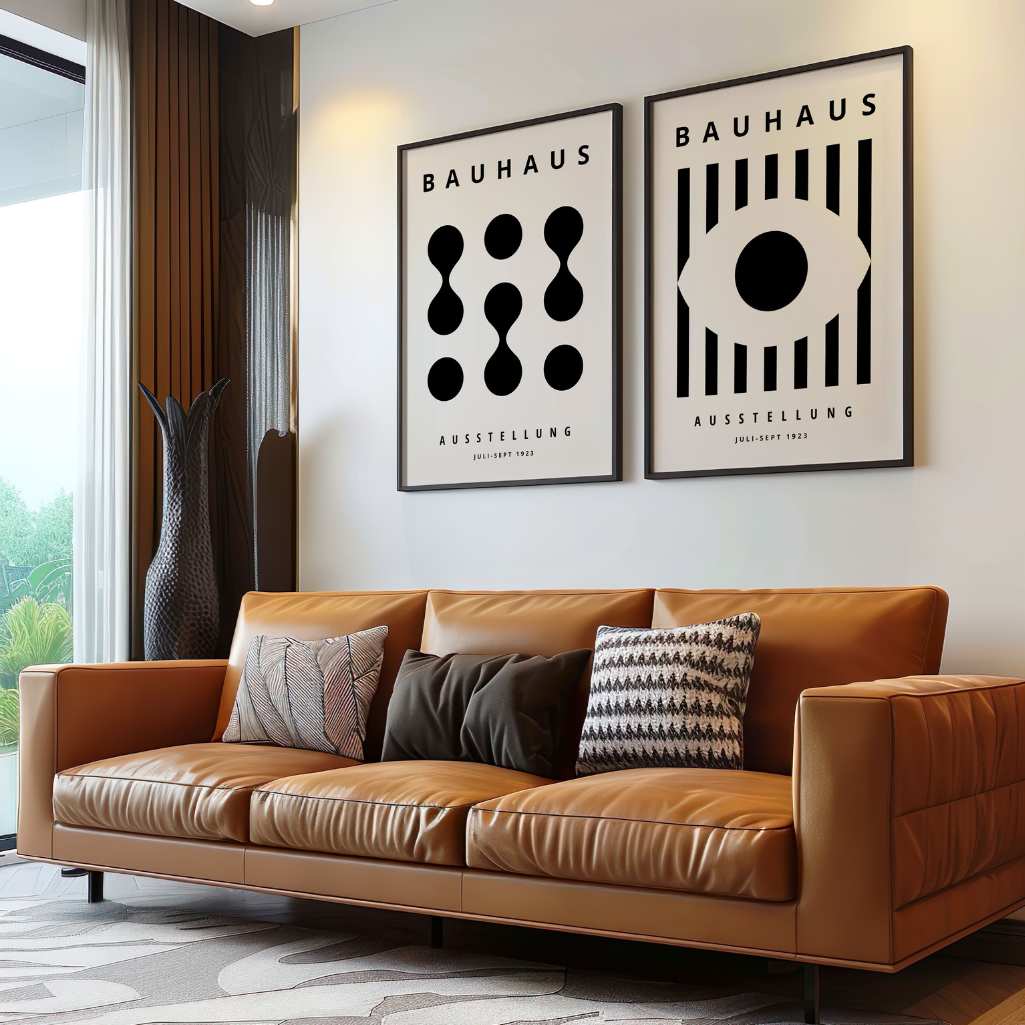 Bauhaus Black and Beige Poster Set of 2