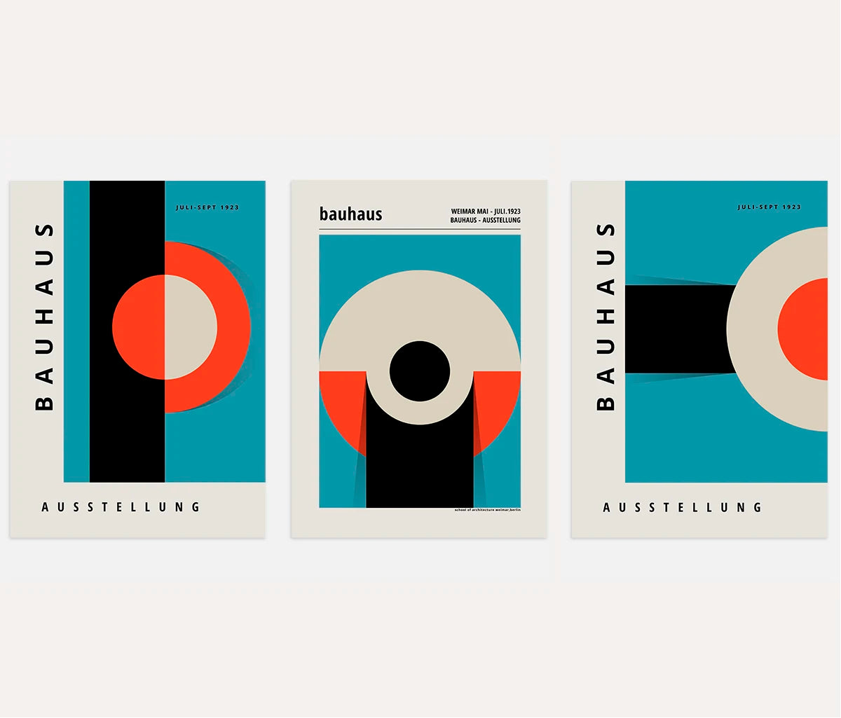 Bauhaus Geometric Art Prints – Abstract Exhibition Poster Set of 3