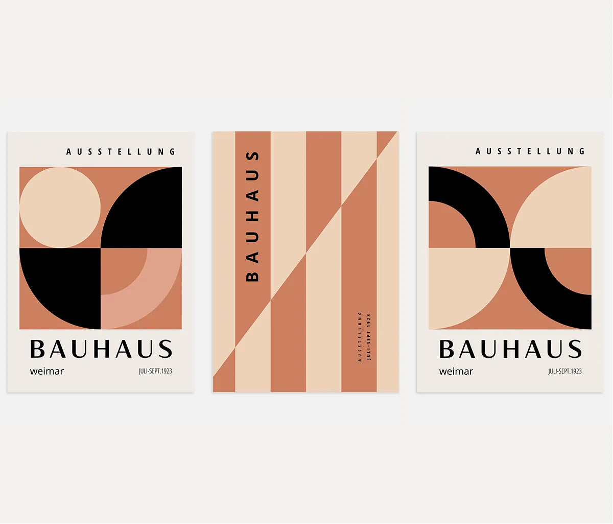 Warm Weimar Geometry Bauhaus Poster Set of 3