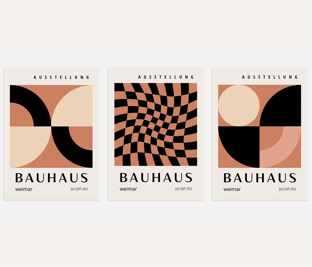 Wavy Weimar Rhythm Bauhaus Poster Set of 3