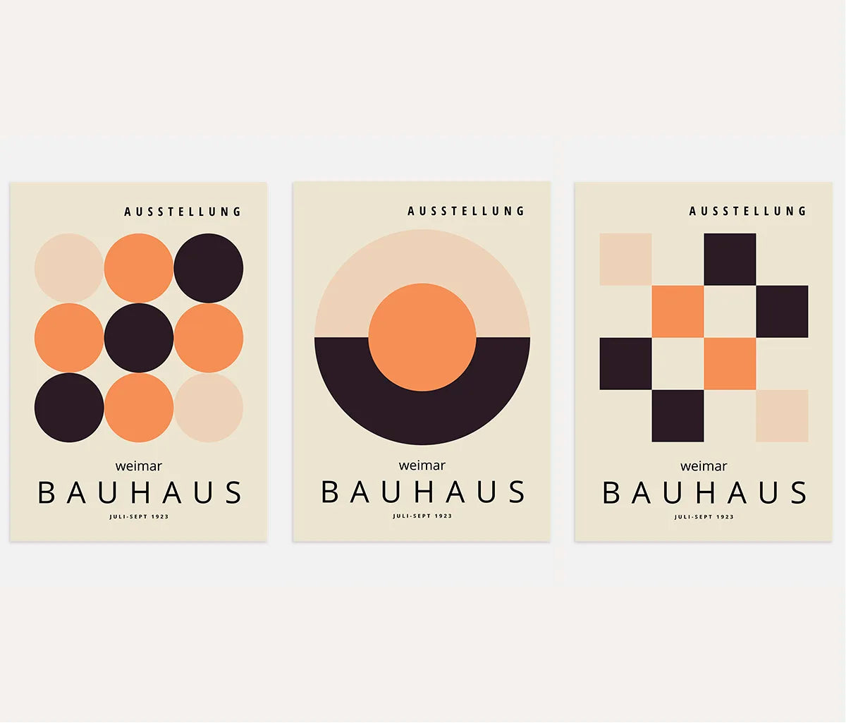 Bauhaus Weimar Beige Black Orange Set of 3 Posters