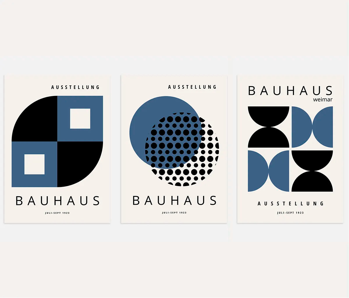 Bauhaus Weimar Navy and Black Set of 3 Posters