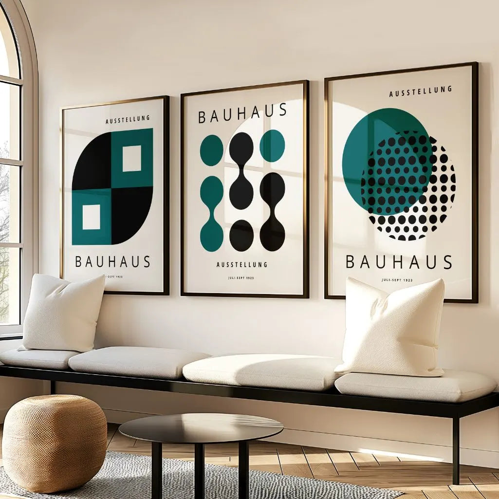 Bauhaus Weimar Green Contrast Set of 3 Posters
