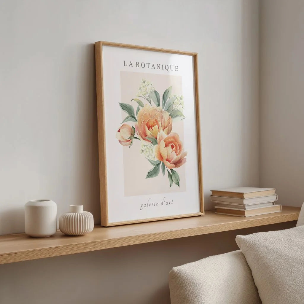 Peach Peony Watercolour Poster