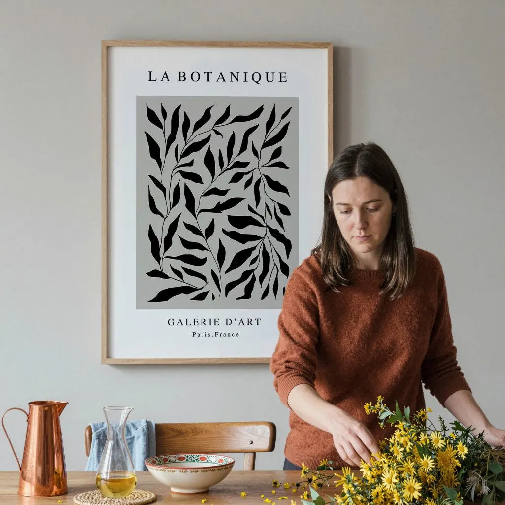 Noir Feuilles Botanical Poster