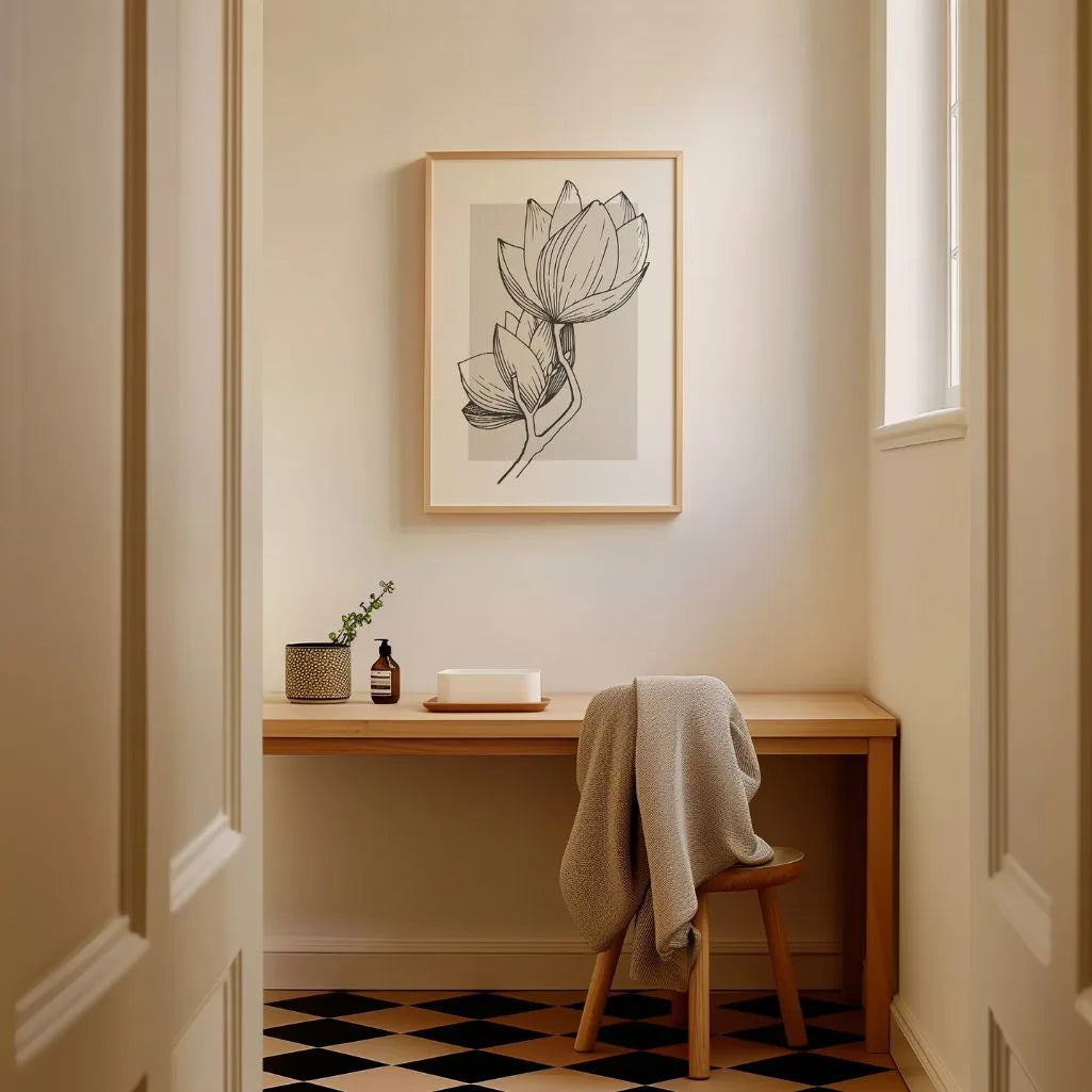 Magnolia Floral Silhouette Poster