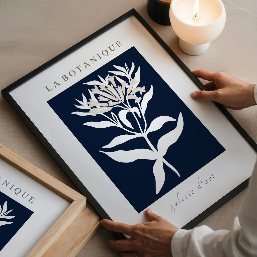 Navy Minimalist Flower Poster