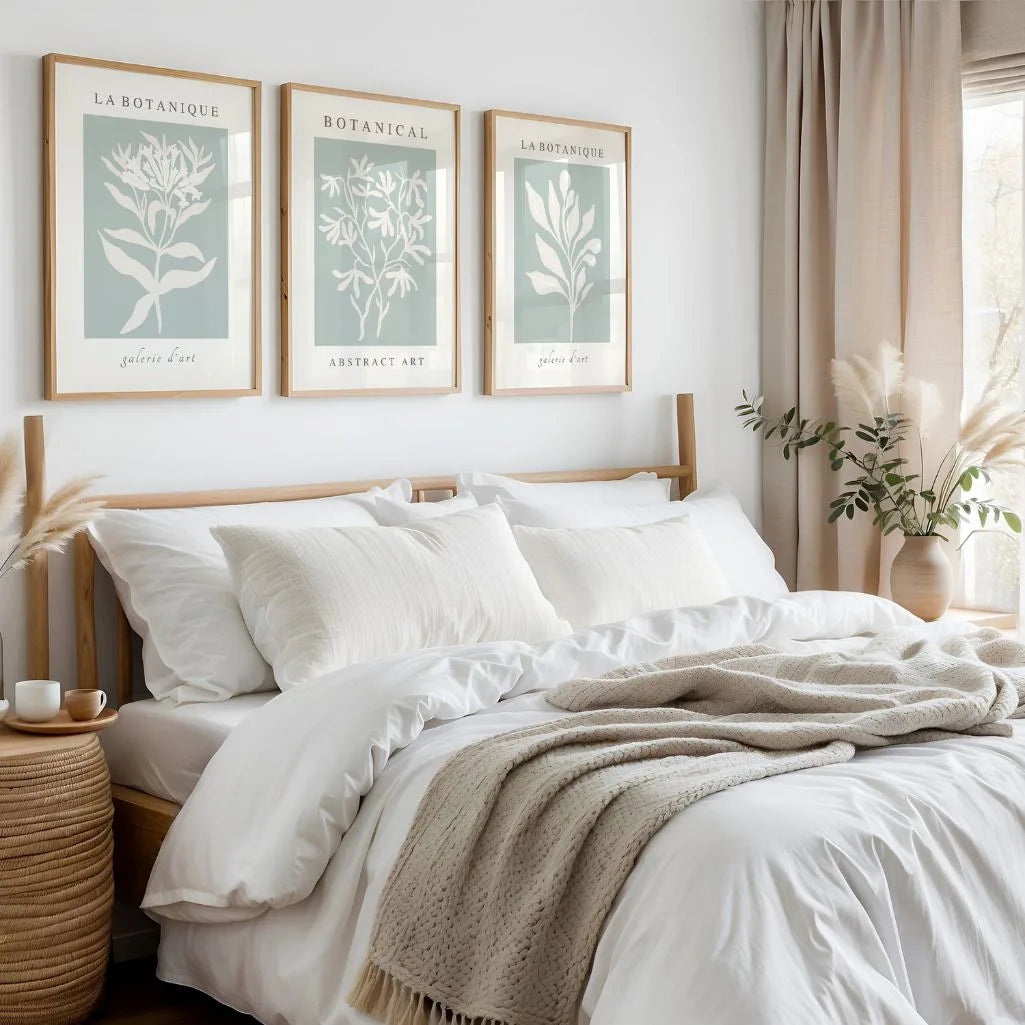 Abstract Botanical Wall Art – Minimal Sage Green Set of 3