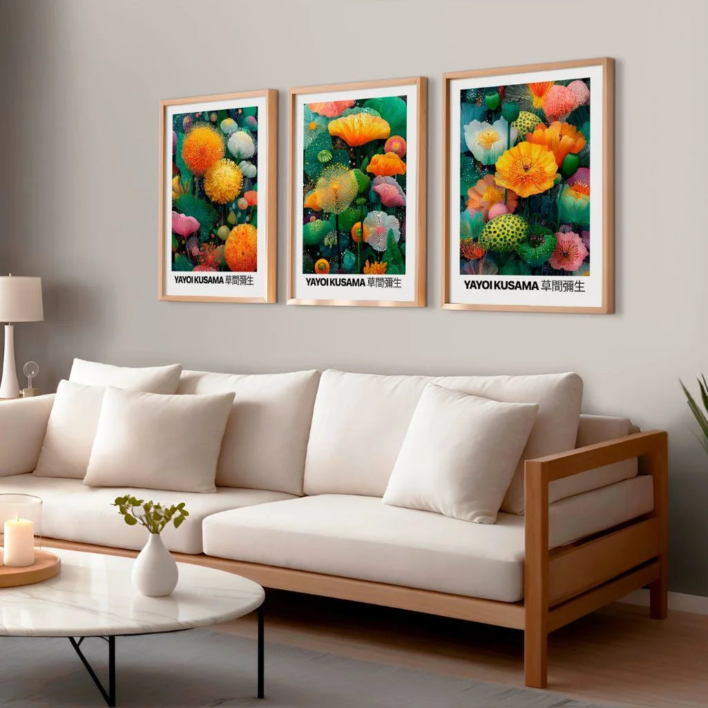 Abstract Floral Garden Art Prints – Colorful Botanical Set of 3