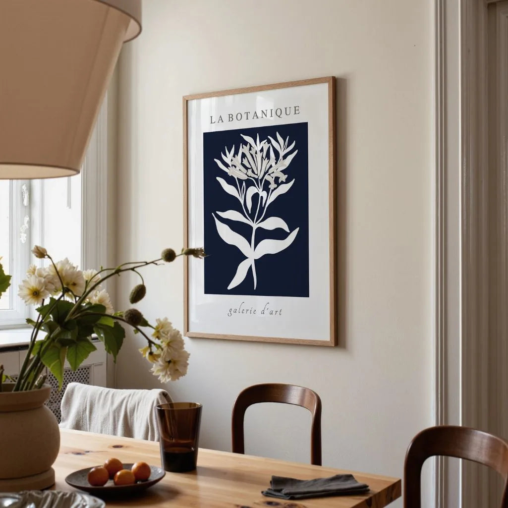 Navy Minimalist Flower Poster