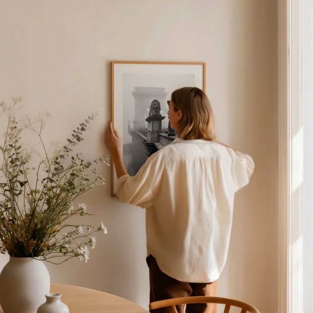 Chain Bridge in Fog Poster