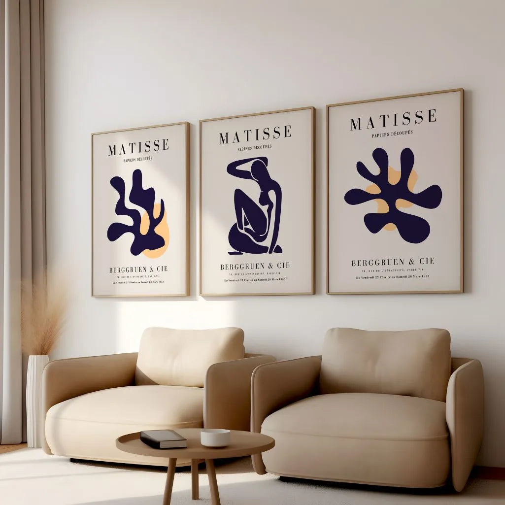 Henri Matisse Nu Bleu Navy Set of 3 Posters