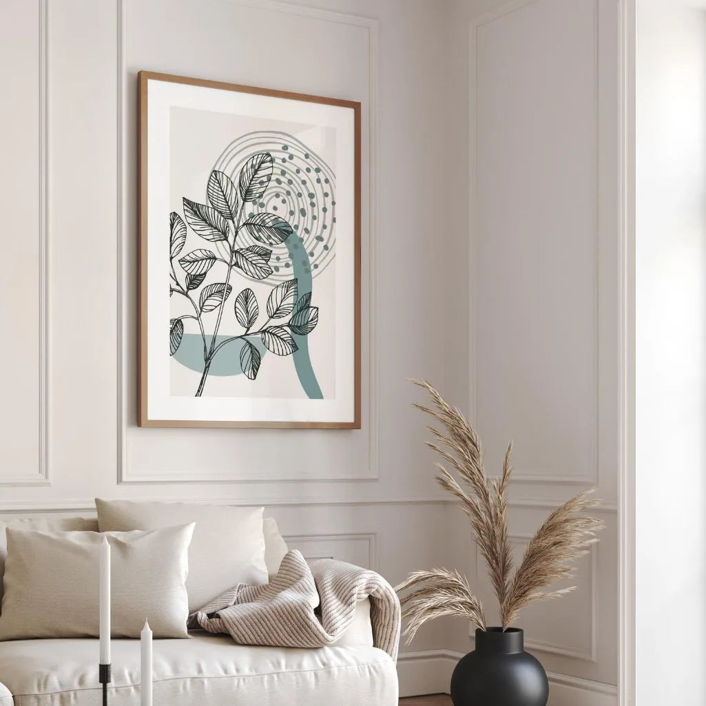 Line Art Leaves Poster