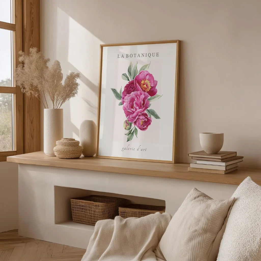Pink Peony Bouquet Watercolour Poster