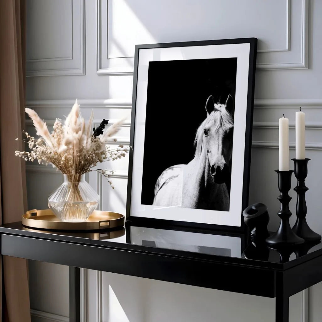 Black and White Horse Poster