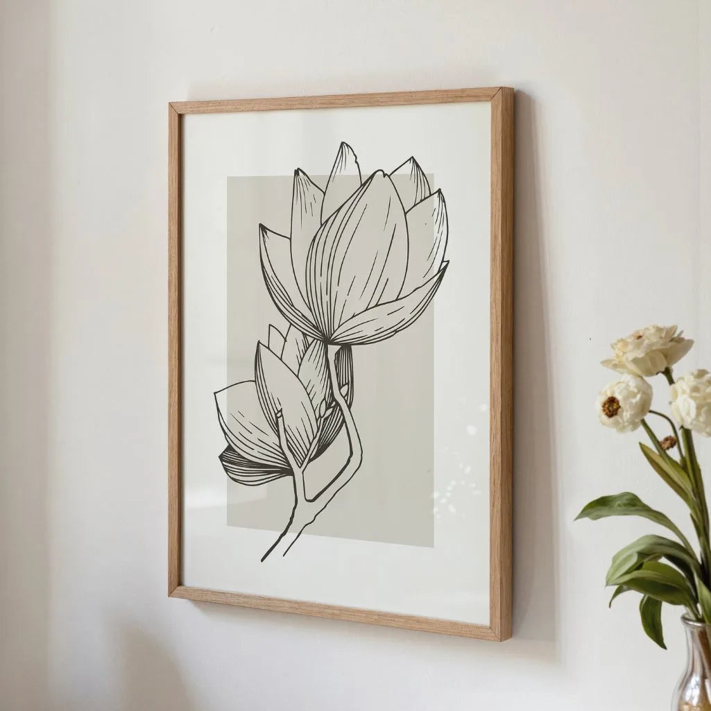 Magnolia Floral Silhouette Poster