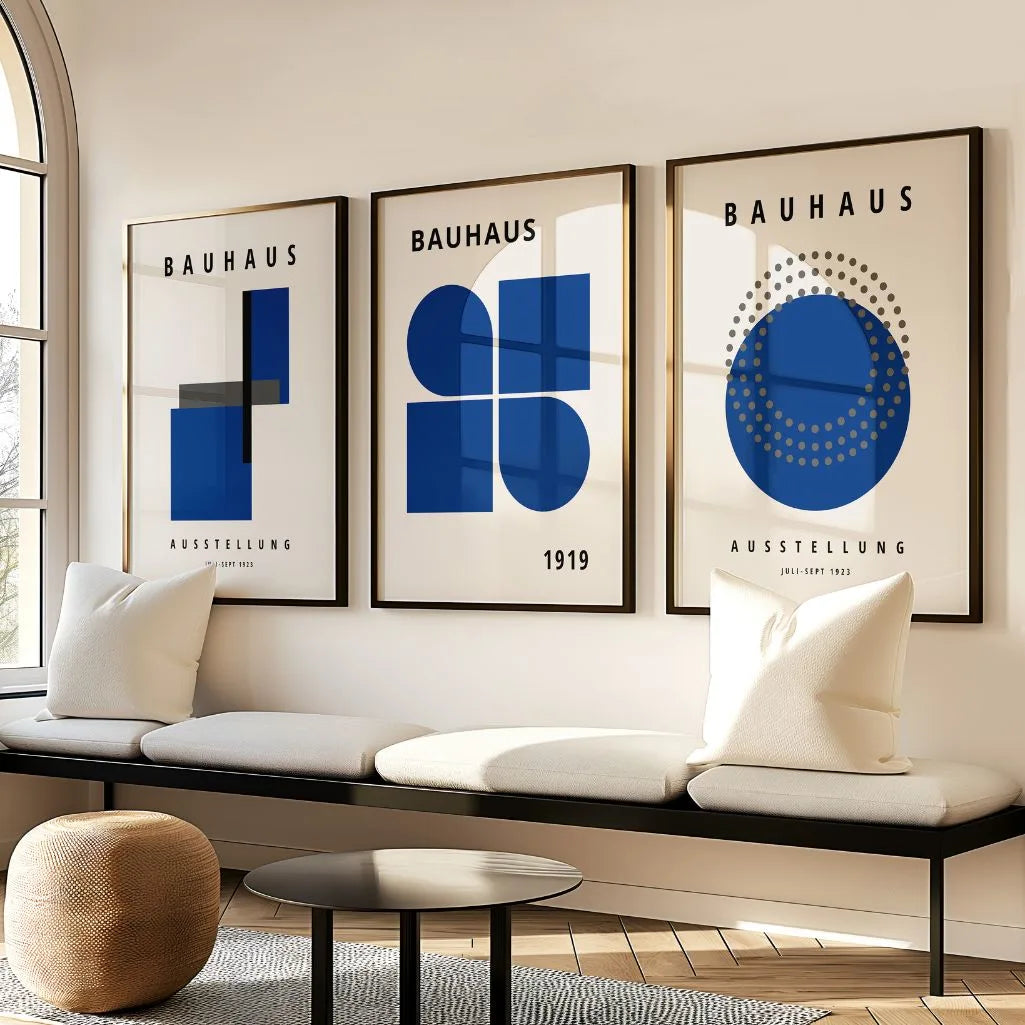 Bauhaus Weimar Navy Pulse Set of 3 Posters