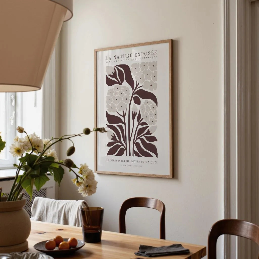 Brown Botanical Flowers Poster