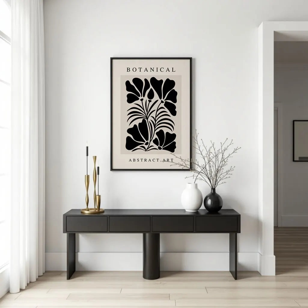Abstract Black Leaves Poster