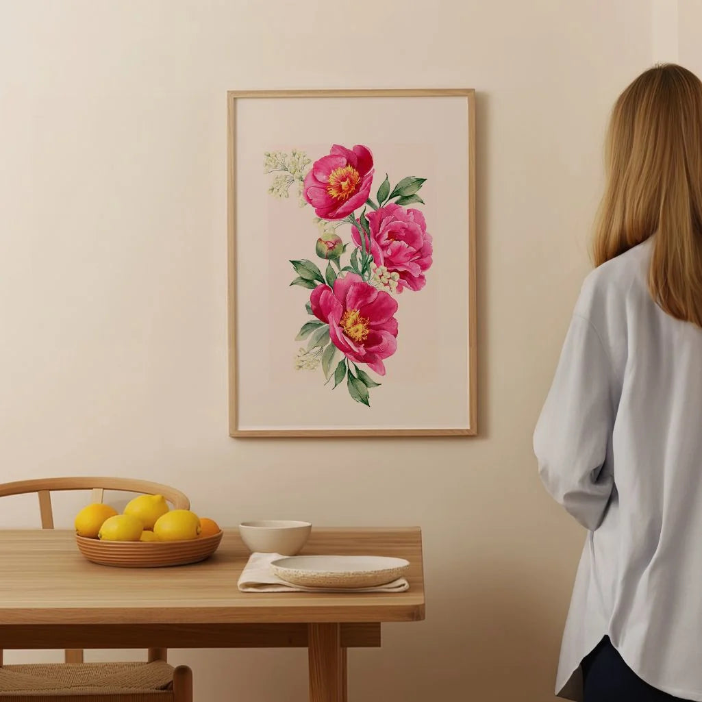 Pink Peonies Watercolour Poster