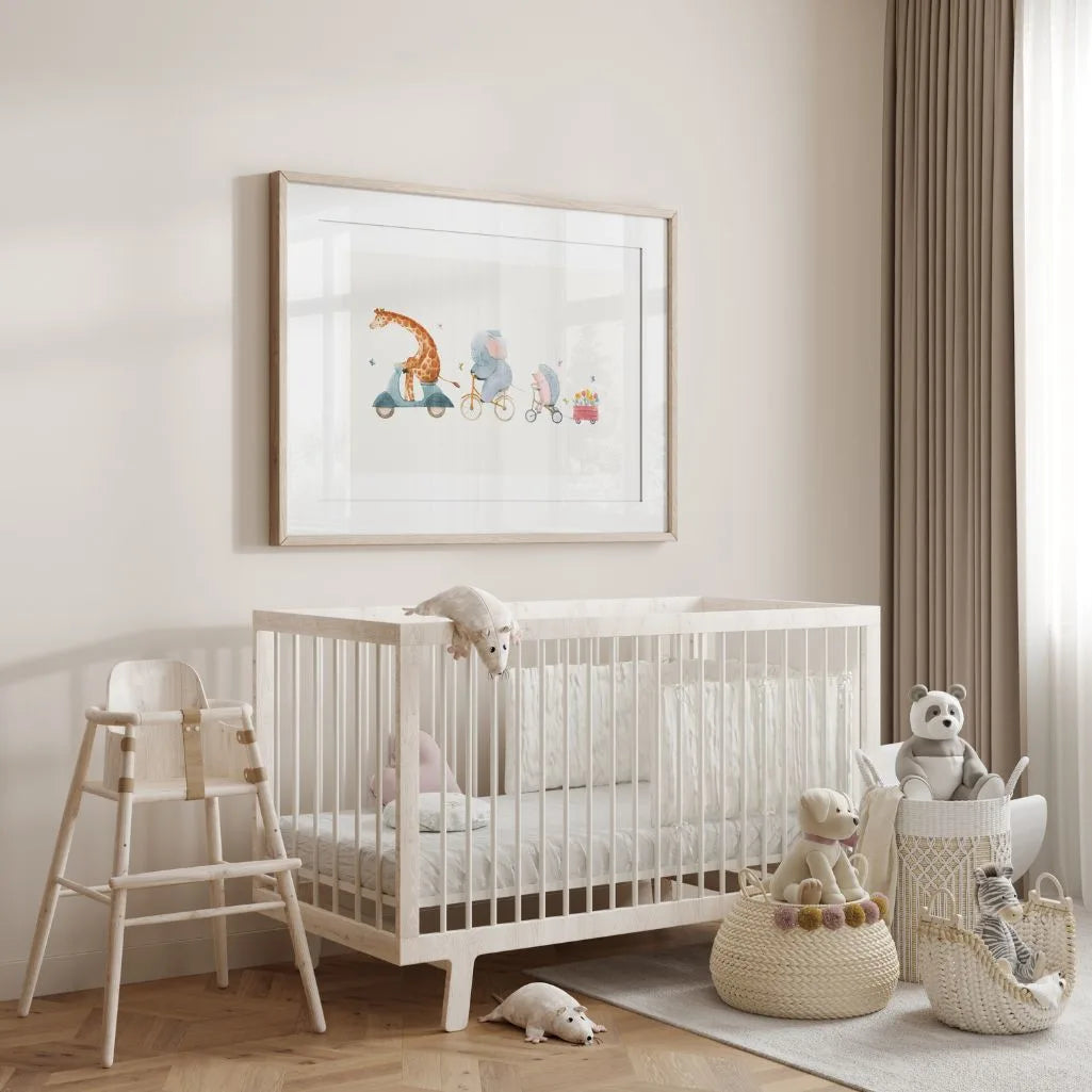 animals on a ride poster kids bedroom wall art