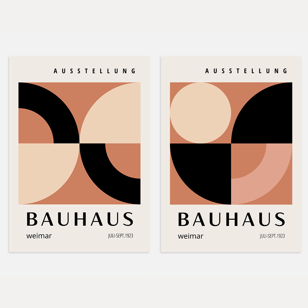bauhaus black terracotta poster set 2 geometric wall art