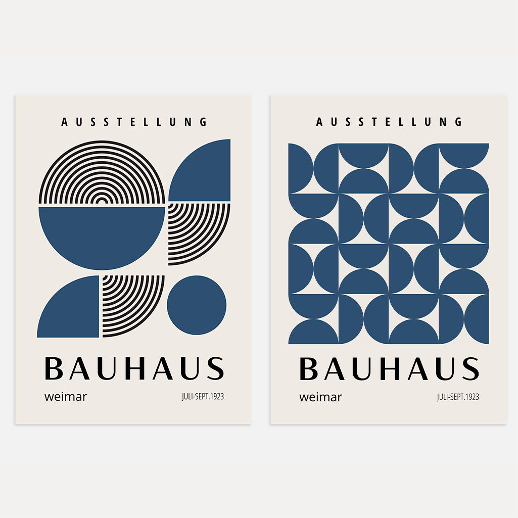 bauhaus navy poster set 2 geometric wall art