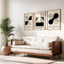 black and beige bauhaus poster set arranged as modern gallery wall