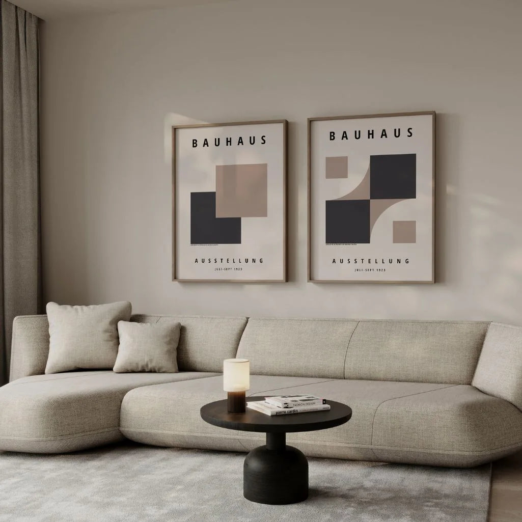 bauhaus taupe graphite poster set living room wall decor