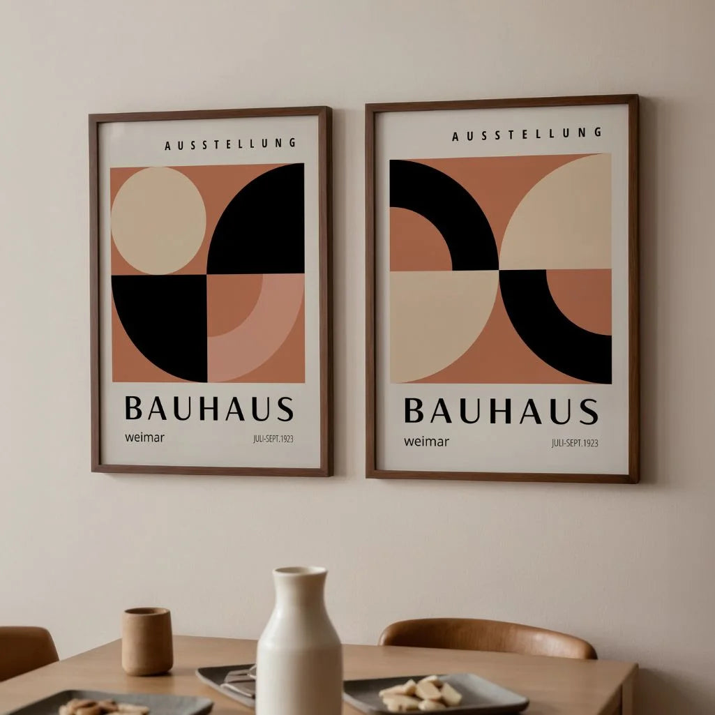 bauhaus terracotta poster set 2 living room wall decor