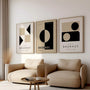 bauhaus weimar poster set of 3 deep black warm beige scandinavian interior wall art