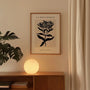Close up of black botanical flowers poster showing strong contrast and clean lines